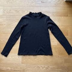 女の子 150 リブT 長袖 黒のサムネイル
