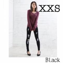 ガーリードール　XXS 小さめ　デニム　ジーンズ　パンツ　黒　ダメージ　ブラックのサムネイル