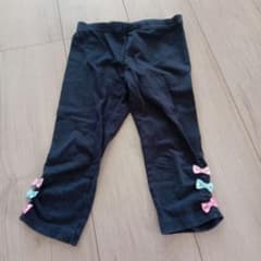 キッズ スパッツ レギンス リボン付き ブラックのサムネイル