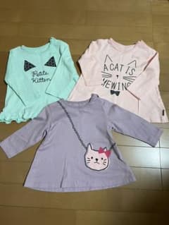 ベルメゾン　ねこプリント　ロンT 80㎝3枚セットのサムネイル