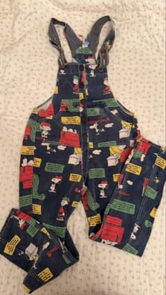 希少SNOOPY総柄オーバーオールBOO FOO WOO古着00sピーナッツ 希少・美品】BOO FOO WOO スヌーピー 総柄 オーバーオールFサイズ