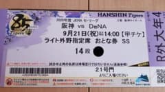 甲子園 9/21 (祝) 阪神VSDeNA ライト外野指定席 下段のサムネイル
