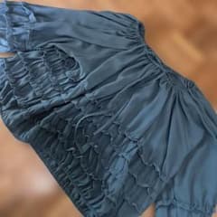 【極美品/ゆったり】シフォンティアードブラウス ブルーグリーン LL〜3XL相当のサムネイル