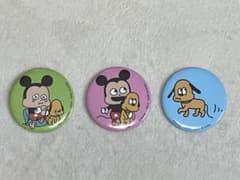 にしむらゆうじ　ミッキー&プルートの缶バッジ3個セットのサムネイル