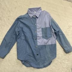 デニム×ストライプ シャツ Mのサムネイル