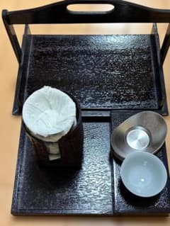 結界　松竹梅　甫斉　作　竹製　お茶道具　お煎茶道具　輸送箱付き 梅峰】煎茶道具 茶器セット 染付湯呑 茶托 竹籠 持ち手付き木箱入り 茶