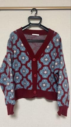 SPINNS 長袖ニットカーディガン 花柄のサムネイル