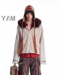 EMOBROTHER Vintage Faux Fur ファー襟付きパーカー - メルカリ