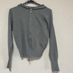 ダブルジップ ニットパーカー グレーのサムネイル