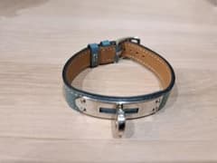 HERMES 青 レザーバングル | Mercari