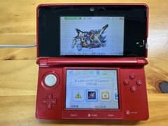 닌텐도 3DS 플레어 레드 [동작 확인 완료] 몬한 XX · 충전기 · 펜 포함