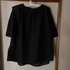 コットンブラウス　半袖 　黒のサムネイル