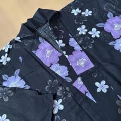 浴衣単品 黒系 花柄 夏祭り - メルカリ