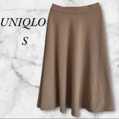 Uniqlo Flared Skirt, Midi Length, Elastic Waist, Size S, Beige