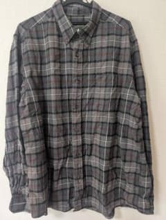 【00s】エディーバウアー 厚手ネルシャツ XL グレー黒 赤ライン ゆるだぼのサムネイル