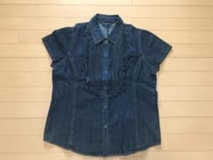 古着デニムブルー 半袖シャツ 4Lのサムネイル