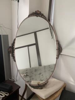 クラシック彫刻デザインの楕円形ミラー アンティーク - メルカリ