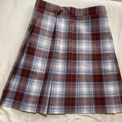 茶色と青のチェック柄プリーツスカートのサムネイル