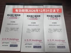 【12月期限】U.S.M.H ユナイテッド・スーパー 株主優待券 9,000円分のサムネイル