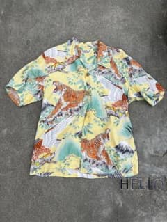 サンサーフ アロハシャツ 百虎 鷹 富士山 和柄 レーヨン SUN SURF M