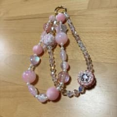 ハンドメイド　ピンクビーズ 携帯ストラップのサムネイル