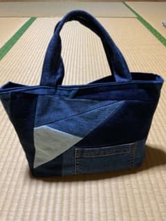 ハンドメイド デニム パッチワーク トートバッグのサムネイル
