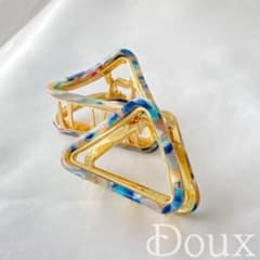 特別価格‼️べっ甲風クリップ‼️ブルーマーブル❤️べっ甲 クリップ 髪留め ヘアアクセのサムネイル