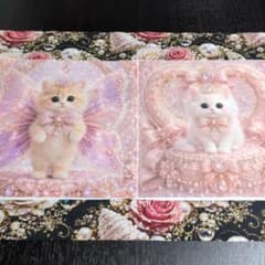 未使用 可愛い猫ちゃんパネル生地2枚＆薔薇蝶柄生地 - メルカリ