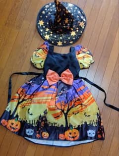 ハロウィン ドレス 120〜130 魔女ハット セット　　新品のサムネイル