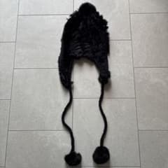 ファー ニット帽 ビーニー ブラックのサムネイル