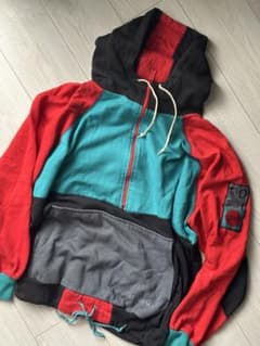 90s adidas ヴィンテージ ハーフジップパーカー 赤黒ターコイズのサムネイル