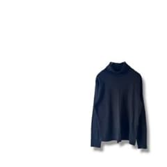 [No Brand] Long-sleeved Knit High-neck Simple Plain Black LL
