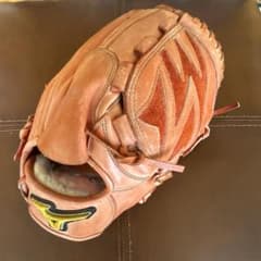 良型】ミズノプロ 軟式 投手用 グローブ 右投げ オレンジ 即使用可
