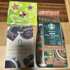 スターバックス コーヒー豆引き換え券、パイクプレイスロースト250g、ピンバッジのサムネイル