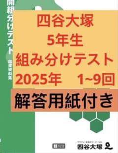 四谷大塚 組分けテスト 5年生 2025年度 過去問 解答用紙付 早稲アカ