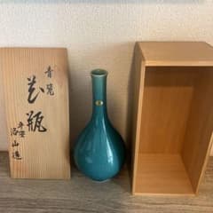 平安洛山造 青瓷 花瓶 共箱付 - メルカリ