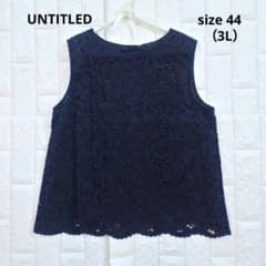 UNTITLED ネイビー レース ノースリーブ トップス　３Ｌのサムネイル