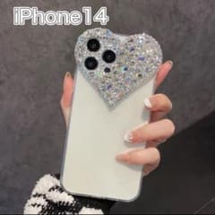 iPhoneケース 14 キラキラ ハート クリア ビジュー 韓国のサムネイル