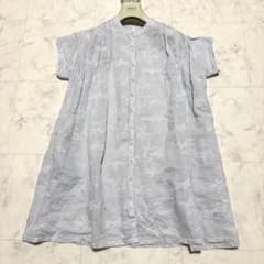 イスタイーレ ラミーリネン 刺繍ブラウス ギャザー タック チュニック 