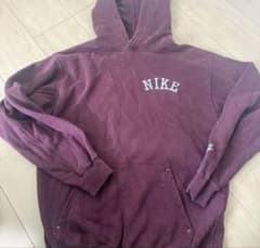 90sNIKE銀タグパーカーフーディ古着vintageえんじ色紫のサムネイル