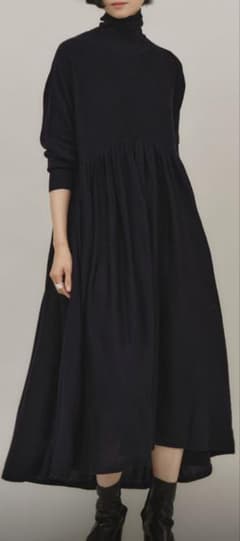 Curensologyウールハイネックギャザーワンピース　ネイビー カレンソロジー沼②】色チ買い♡ウールハイネックギャザーワンピース | LEE