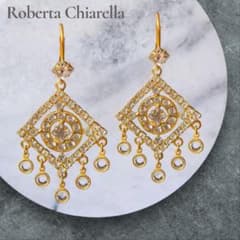 新品◇ロベルタチャレラ 揺れる輝き大ぶりドロップピアス22金ゴールド