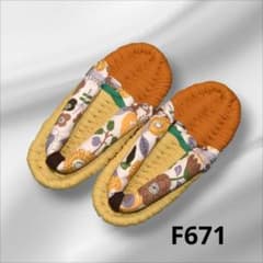 布ぞうり イエロー系 北欧風花柄 ハンドメイド 布草履 わらじ NoF671
