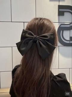 ビッグリボン ヘアクリップ ブラックのサムネイル