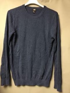 Ｈ&M コットン　クルー　ニット　ネイビー　メンズのサムネイル