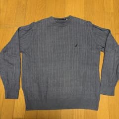 NAUTICA ノーティカ ケーブルニット セーター ブルー M コットンのサムネイル
