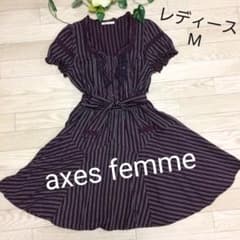 axes femme　ワンピース　ストライプ　アクシーズ　大人可愛い　えんじのサムネイル