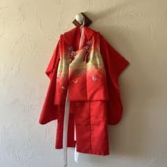 七五三 被布セット 赤 蝶々 鞠 刺繍のサムネイル