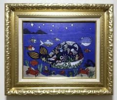 F6号】ジミー大西（海）手描き作品/表裏サイン有り/額装/油彩/絵画