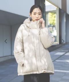 【本日限り】GLOBAL WORK エアリュクスダウンフードブルゾン　ベージュのサムネイル
